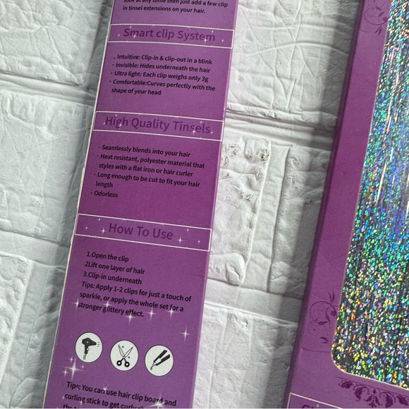 New CelieBella Glitter Hair Tinsel Set 3 packs x 12 clips - Picture 9 of 9